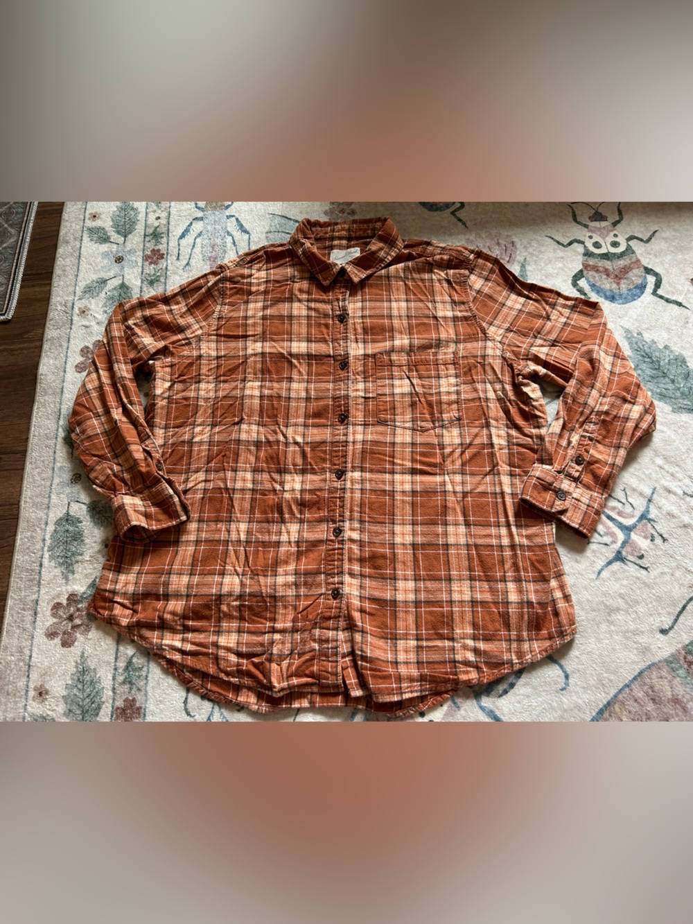 Universal Thread Autumn Rust Plaid Long-Sleeve Button-Down Flannel Shirt
